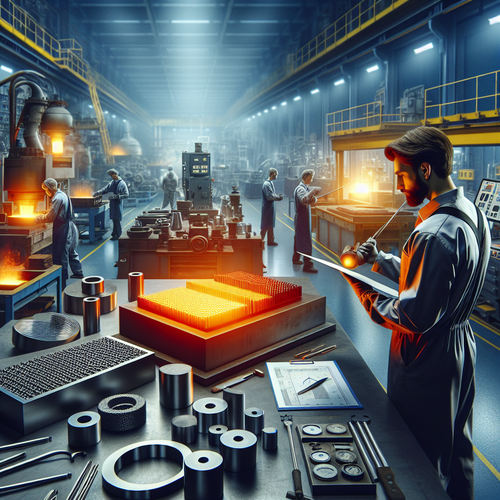 Atelier industriel de traitement thermique de l’acier à tremper